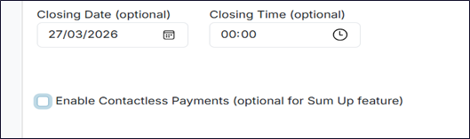 Contactless Payments Option