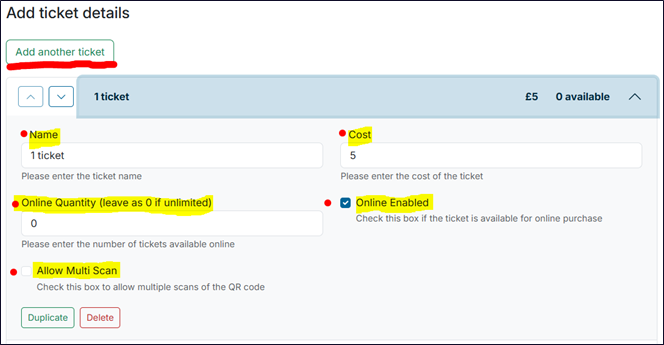 Ticket Bundle Example