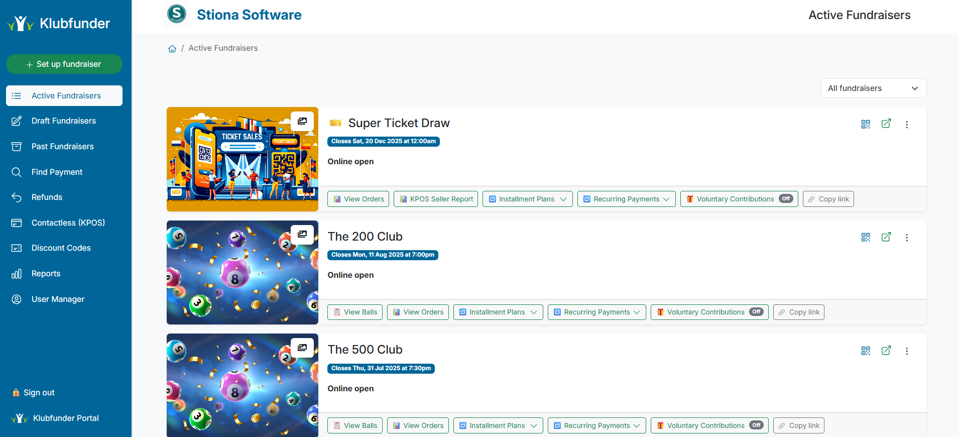 Screenshot of the Event Dashboard