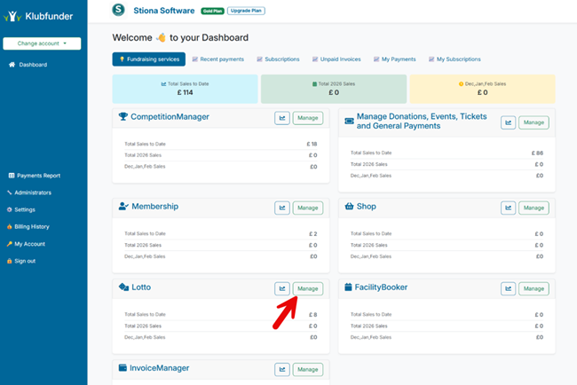 Lotto User Manager Navigation