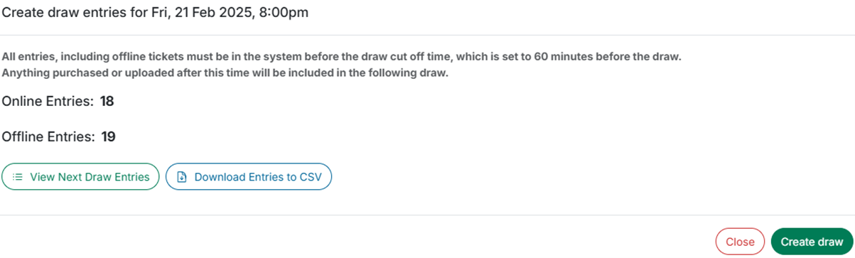 View Draw Entries