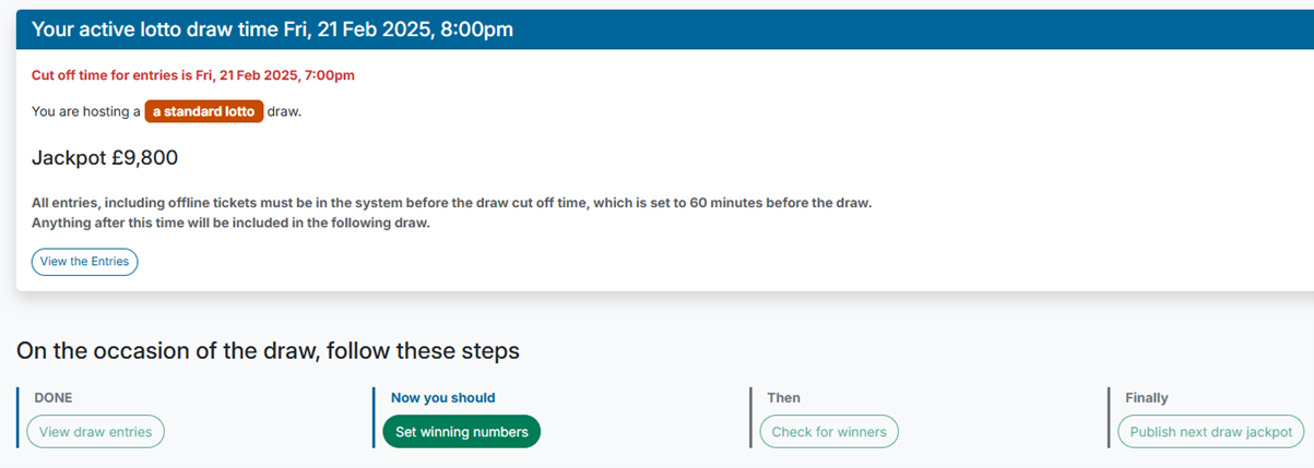 Set Winning Numbers Prompt